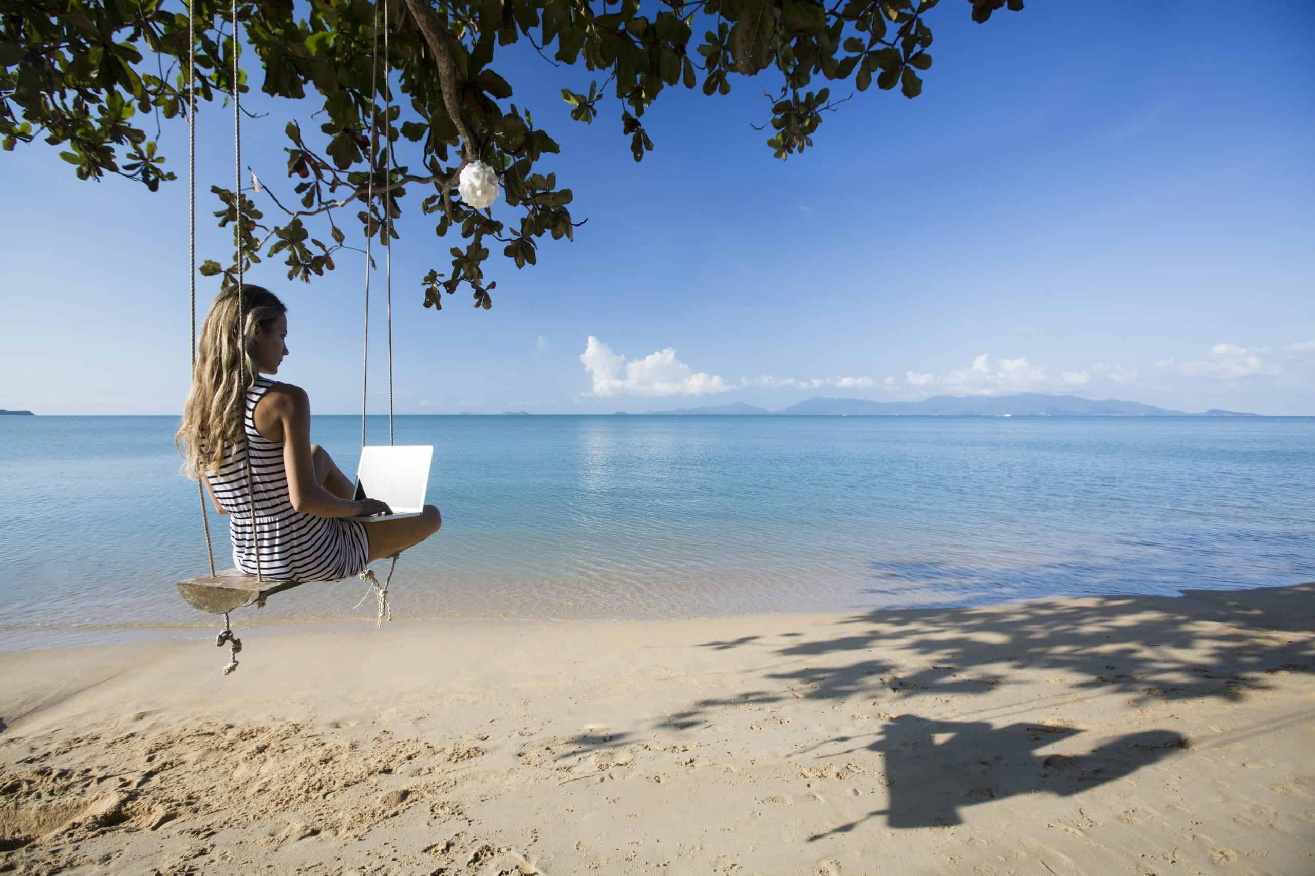 digital nomad work beach