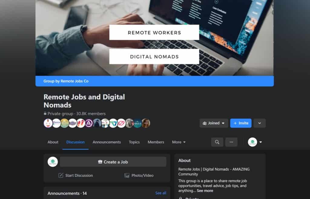 remote jobs and digital nomad group