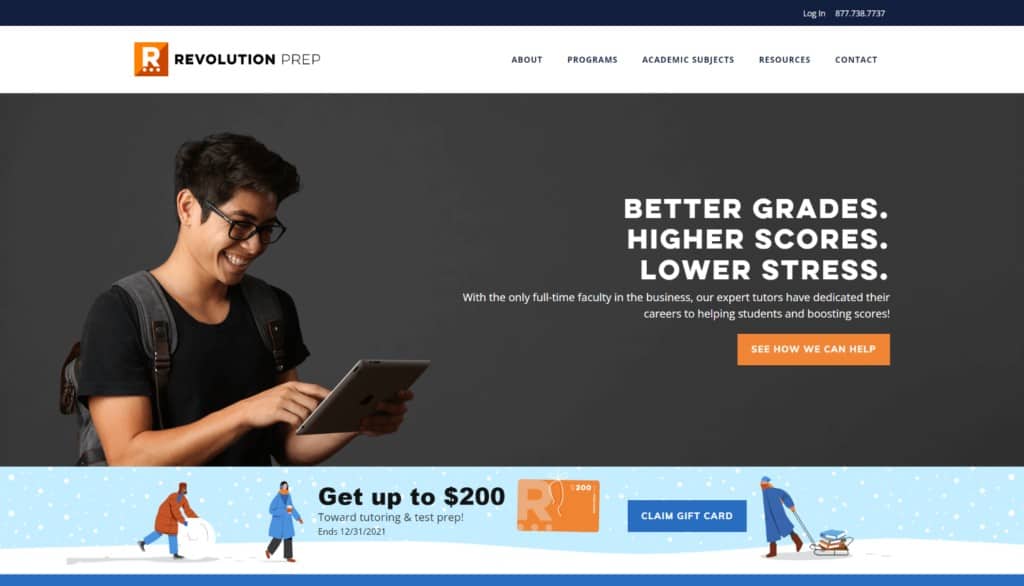 revolution pret online tutoring student