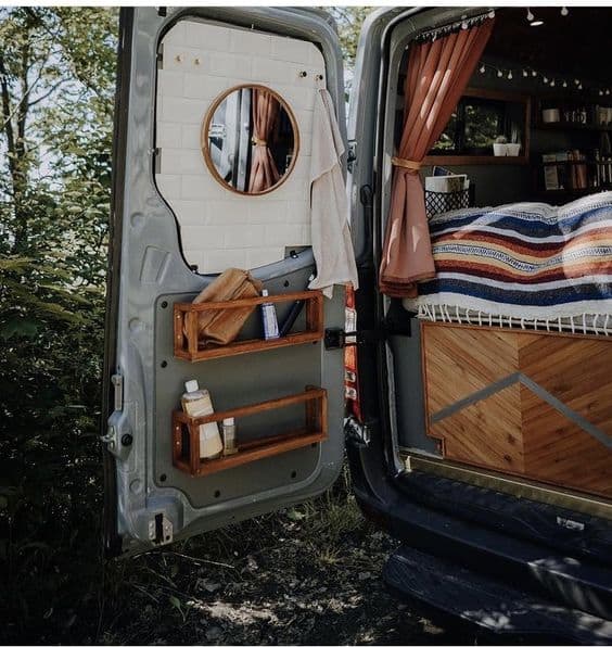 van life interior organizer doors