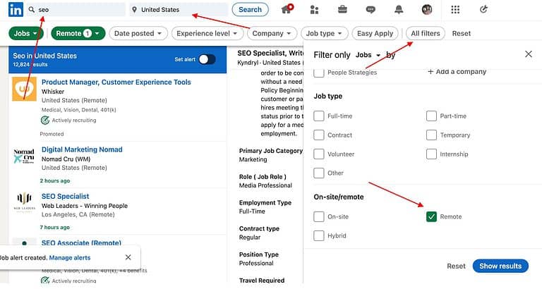 linkedin seo jobs remote