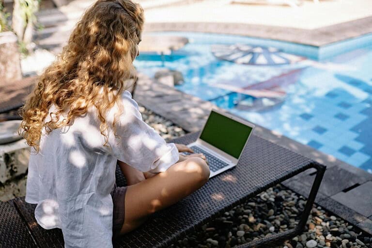 digital nomad by pool